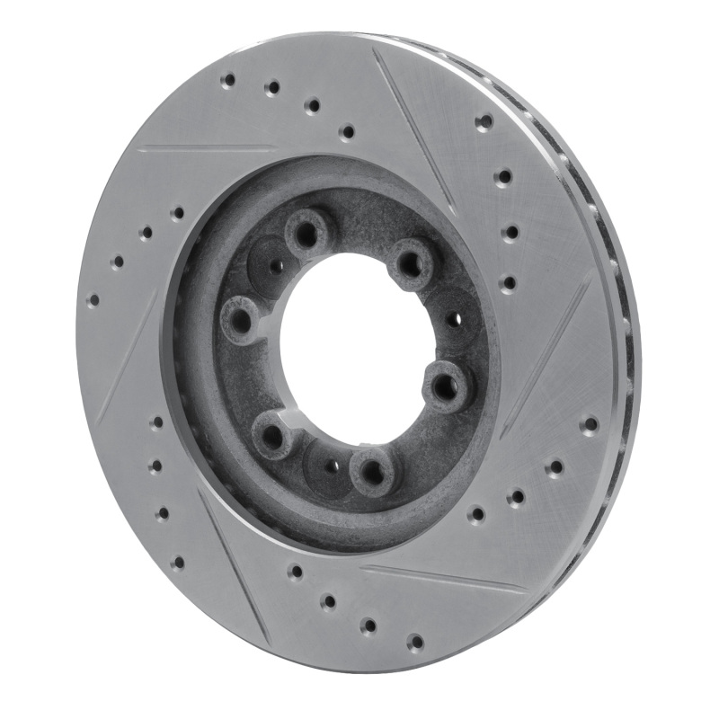 Acura SLX Brake Rotor (1) - Front Left - R1 Concepts - Drilled & Slotted - Silver - `92-`02